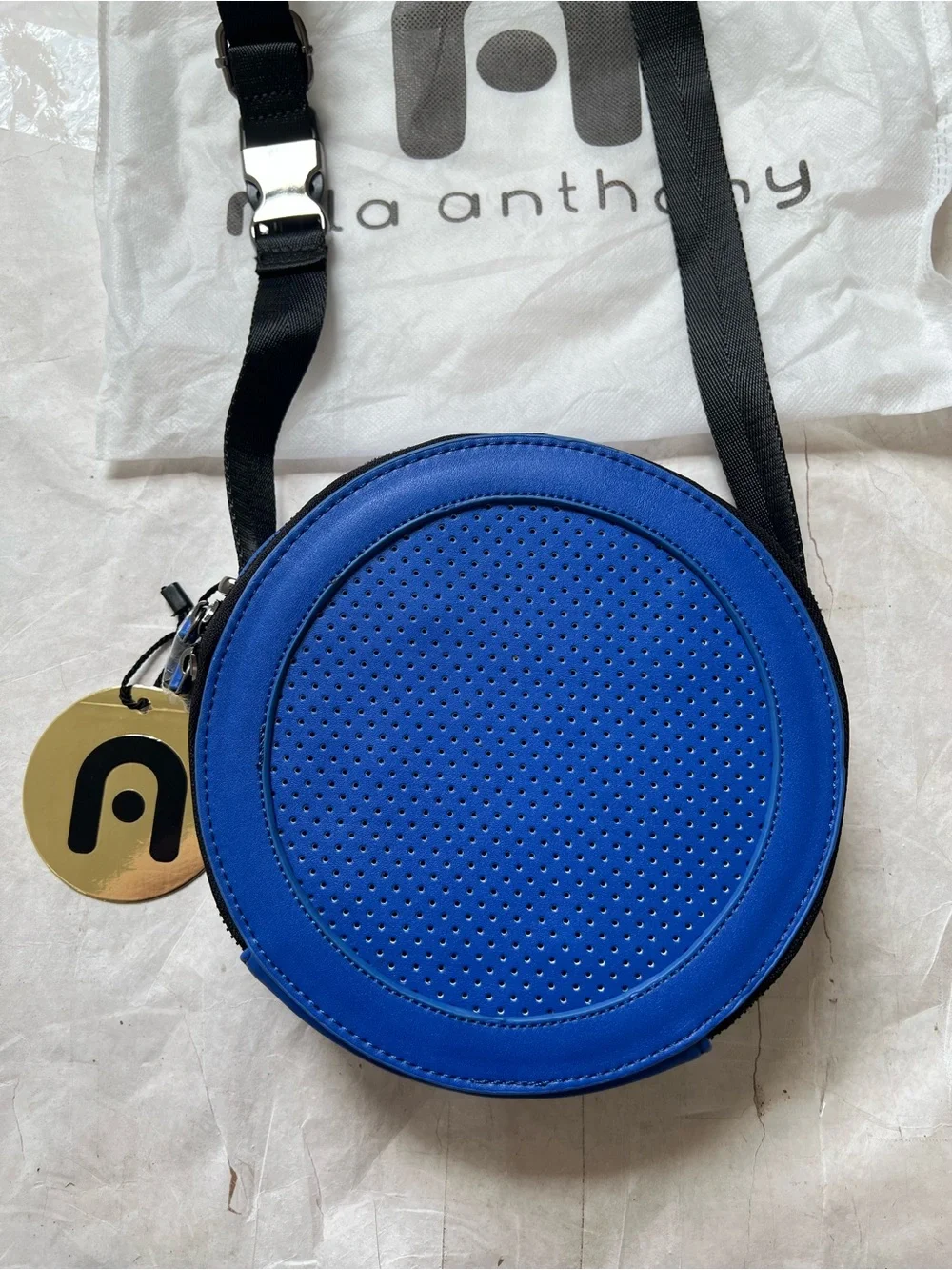 NWT New Nila Anthony Crossbody Round Bag Royal Blue Vegan Leather
